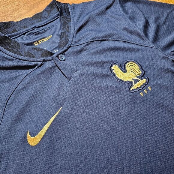 Nike France 2022 World Cup Home Jersey Small S Navy Gold Mbappe Soccer Dri-Fit - Picture 9 of 12